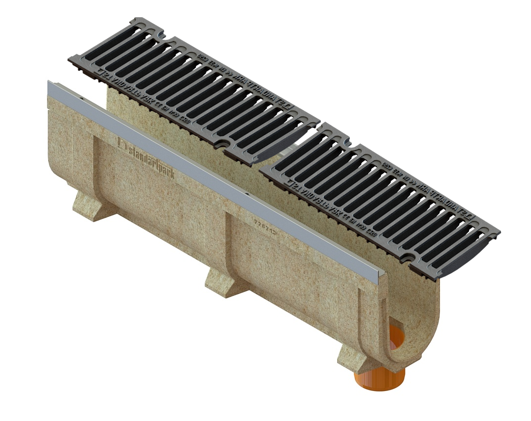 Лоток полимербетонный CompoMax Drive U DN150 h310 с выпуском